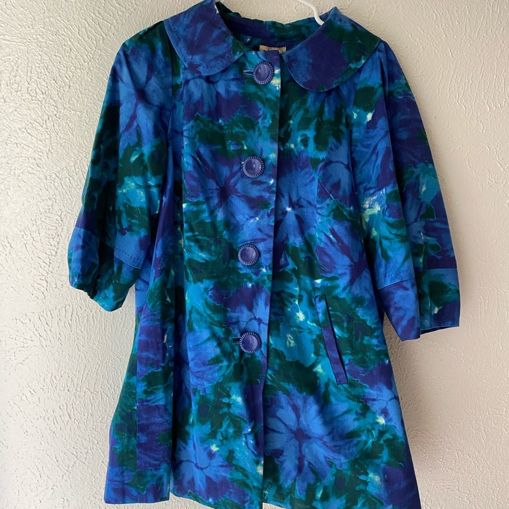 Anthropologie Blue Floral Jacket